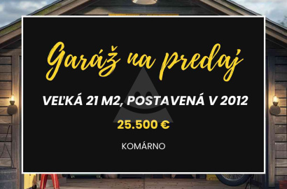 Newer, spacious garage for sale near apartment buildings in Komárno